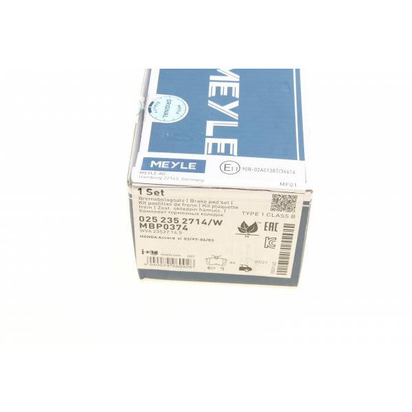 0252352714W MEYLE Колодки гальмівні (задні) Honda Accord VI/VII 98-08