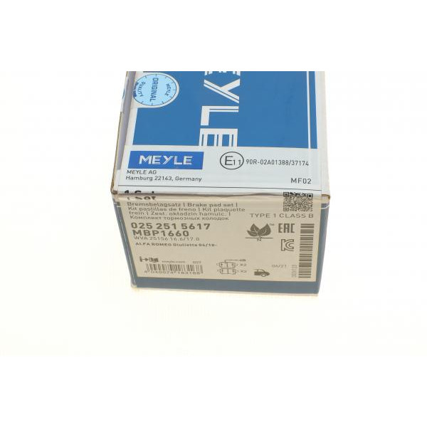 0252515617 MEYLE Колодки гальмівні (задні) Alfa Romeo Giulietta 1.4/1.6/2.0 JTDM 10-20