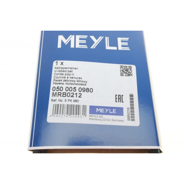 0500050980 MEYLE Ремінь генератора BMW 5 (E39)/7 (E32) 92-03 M60/S62 (5PK980)
