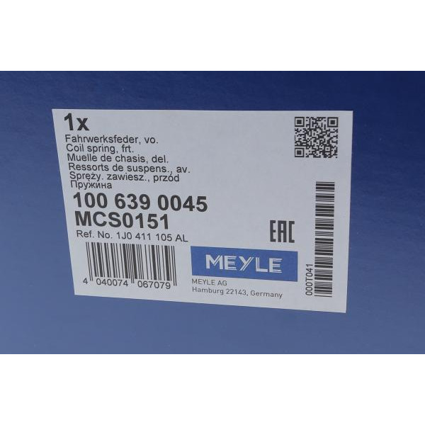 1006390045 MEYLE Пружина (передня) VW Bora 2.3 V5 98-05