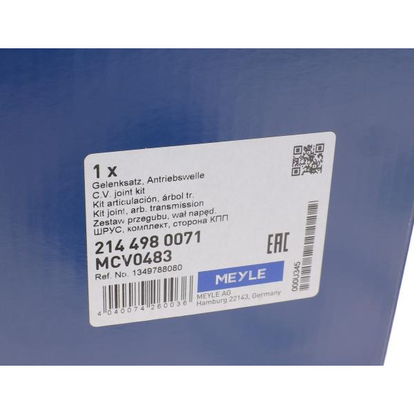 2144980071 MEYLE Шрус (зовнішній) Citroen Jumper/Fiat Ducato 2.0D/BlueHDi/2.2HDi/2.3D 06-(35z/29z/71.5mm/198mm)