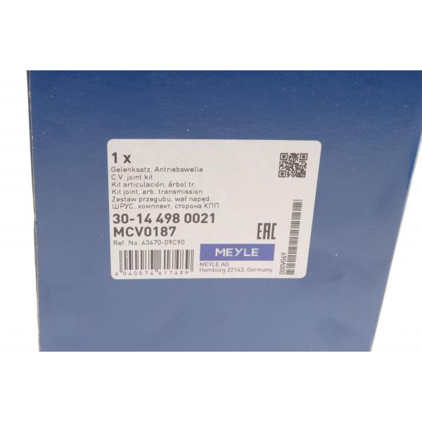 30144980021 MEYLE Шрус (зовнішній) Citroen C1/Peugeot 107/Toyota Aygo 05- (24x19z)