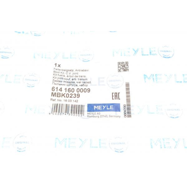 6141600009 MEYLE Пильовик шрусу (внутрішній) Opel Astra G/Kadet E 82-05 (19x55x98)