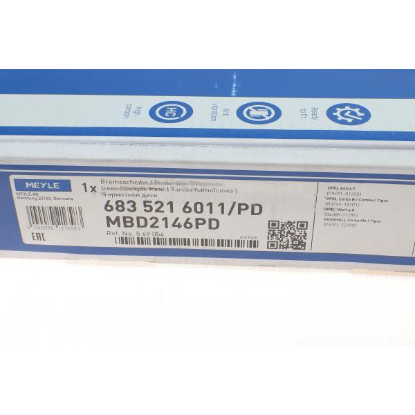6835216011PD MEYLE Диск гальмівний (передній) Opel Astra F/Kadett E 91- (236x20)