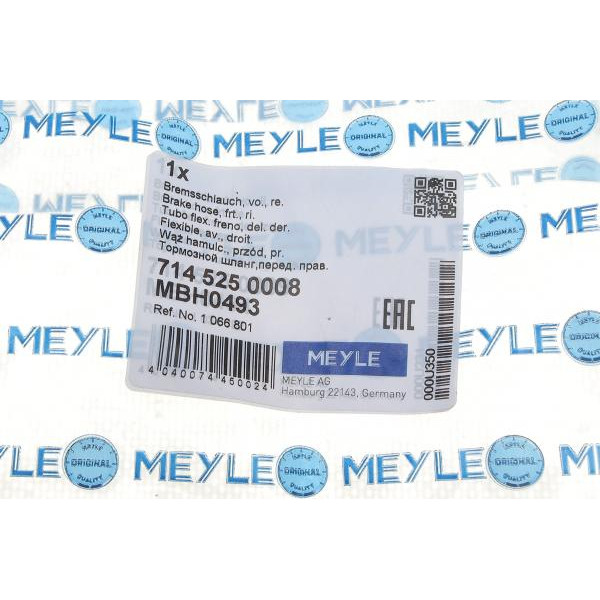 7145250008 MEYLE Шланг гальмівний (передній) Ford Fiesta/Mazda 121 II 1.0-1.4/1.8D 95-03 (R) (396 mm)