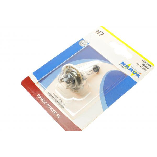 480474000 NARVA Автолампа H7 12V 55W PX26d Range Power 90 (blister/1шт)