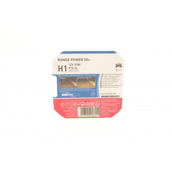 483342100 NARVA Автолампа H1 12V 55W P14.5s Range Power 50+ (2 шт)