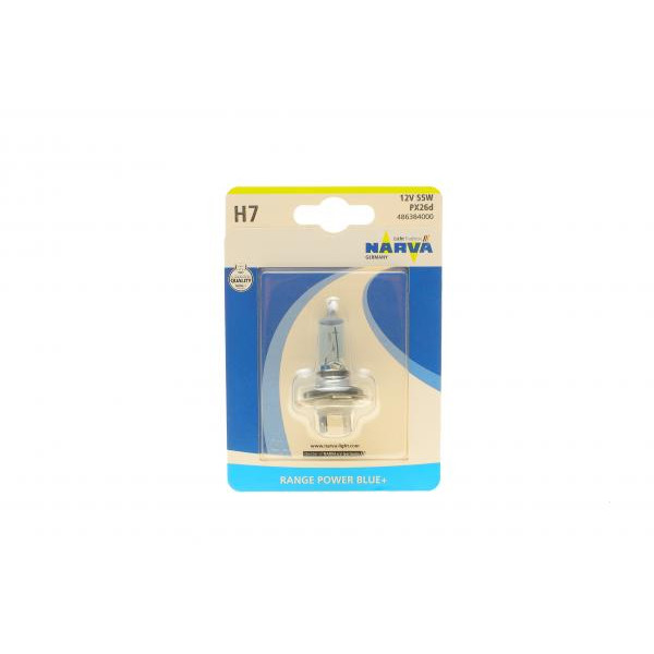 486384000 NARVA Автолампа H7 12V 55W PX26d Range Power Blue+ (3700K) (blister/1шт)