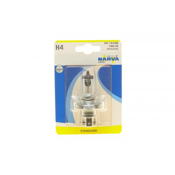 488924000 NARVA Автолампа H4 24V 75/70W P43t Standard (blister/ 1шт)