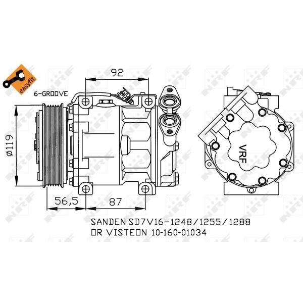 32271 NRF Компресор кондиціонера Ford Focus/C-Max 1.6TDCi 03-12/Mazda 3 1.6DI 04-09