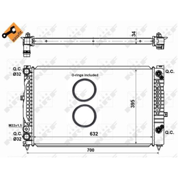 529504 NRF Радіатор охолодження Audi A4/A6/VW Passat 1.6-1.8T/1.9TDI 94-05