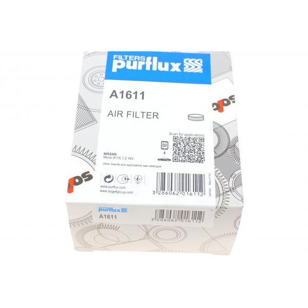 A1611 PURFLUX Фільтр повітряний Nissan Micra/Note 1.2 11-