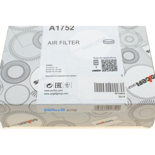 A1752 PURFLUX Фільтр повітряний Honda Accord VI 98-03