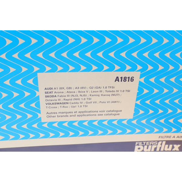 A1816 PURFLUX Фільтр повітряний Audi A3/Seat Leon/Skoda Fabia III/VW Polo 1.0TSI 14-