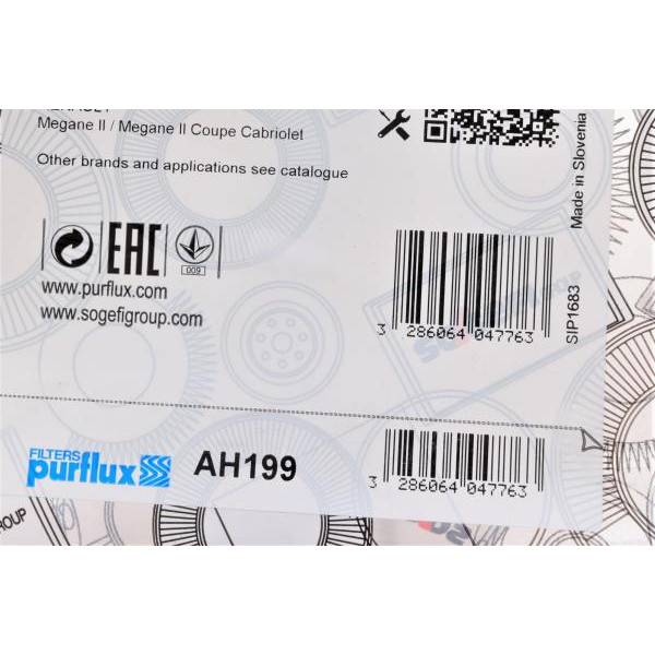 AH199 PURFLUX Фільтр салону Renault Megane II 02-