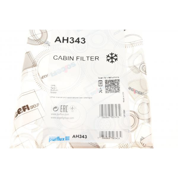 AH343 PURFLUX Фільтр салону Opel Agila/Suzuki Splash 1.0-1.3D 08-