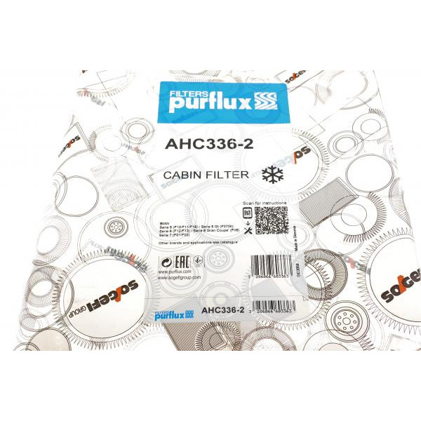 AHC3362 PURFLUX Фільтр салону BMW 5 (F10)/7 (F01) 2.0-6.0 08- (вугільний) (к-кт 2 шт.)