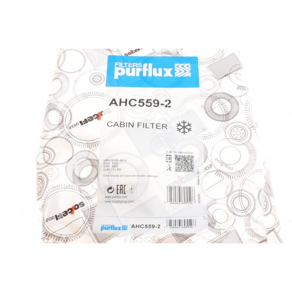 AHC5592 PURFLUX Фільтр салону MB S-class (W221/W222/V222/X222/C215-C217) 05-19 (вугільний) (к-кт 2шт.)