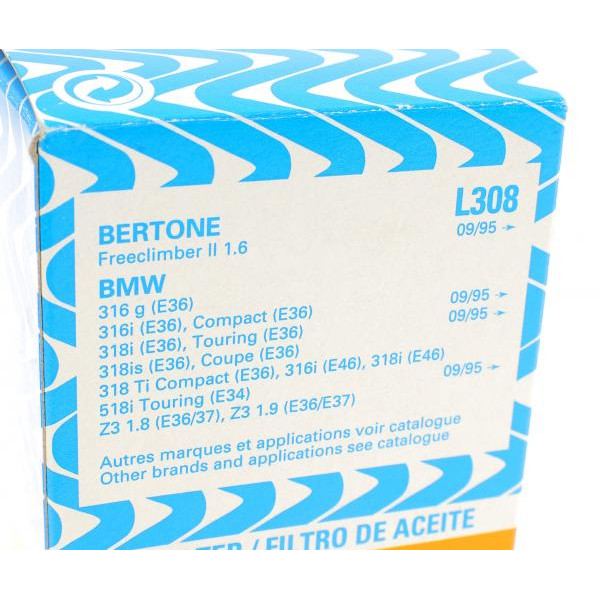 L308 PURFLUX Фільтр масляний BMW 3 (E36) 1.6/1.8/1.9 95-