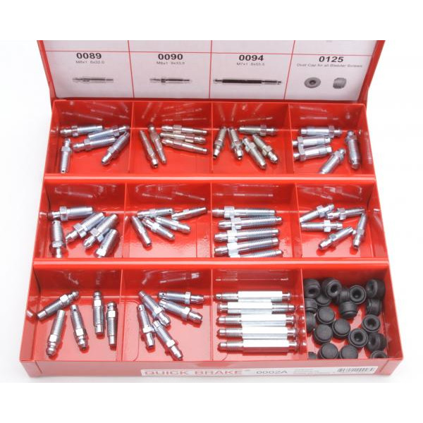 0002A QUICK BRAKE Комплект штуцерів прокачування гальм M6x1-M10x1/7x28.6-9x49 +заглушки (75 шт.)