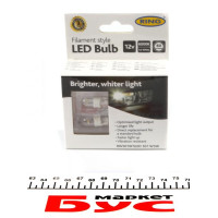 RW5016FSLED RING Автолампа W5W 12V 1W W2.1x9.5d Filament LED (6000K/60lm/3x Long life) Ice White (2шт.)