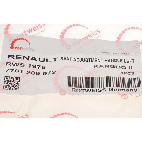 RWS1975 ROTWEISS Ручка регулювання спинки сидіння Renault Kangoo 08- (L)