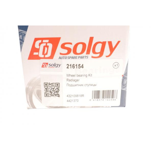 216154 SOLGY Підшипник маточини (задня) Renault Master III 2.3dCi/Opel Movano B 2.3CDTI 10-
