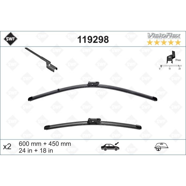 119298 SWF (Valeo) Щітки склоочисника (600/450mm) VW Caddy 04-