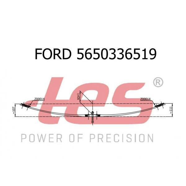5650336519ZZ TES Ресора задня підкорена Ford Transit 00- (вигнутий) (1/16mm) (60/620/620)