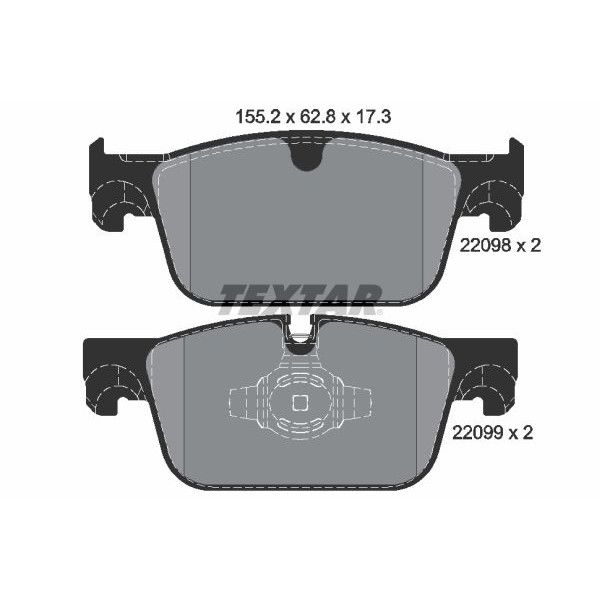 2209801 TEXTAR Колодки гальмівні (передні) Volvo S60 III/S90 II/ V60 II/ XC60 II (Teves) Q+