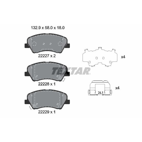 2222701 TEXTAR Колодки гальмівні (передні) Hyundai Bayon/i20/Kia Rio/Stonic 20- (Akebono) Q+
