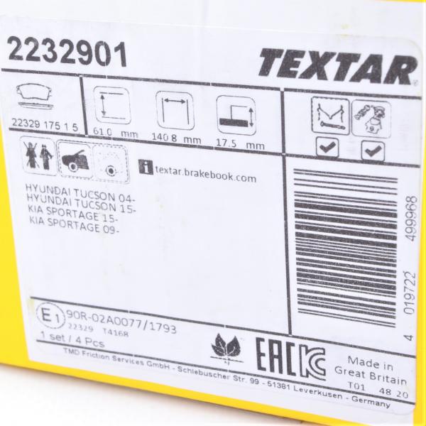 2232901 TEXTAR Колодки гальмівні (передні) Hyundai Elantra / Tucson / Kia Sportage 15- (Mando)