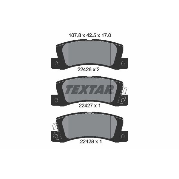 2242601 TEXTAR Колодки гальмівні (задні) Toyota Camry 2.2-3.0 i 91-01 (Akebono)