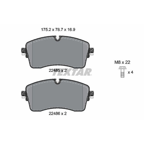 2248501 TEXTAR Колодки гальмівні (передні) Land Rover Range Rover 2.0/2.2D 11- (Teves) Q+