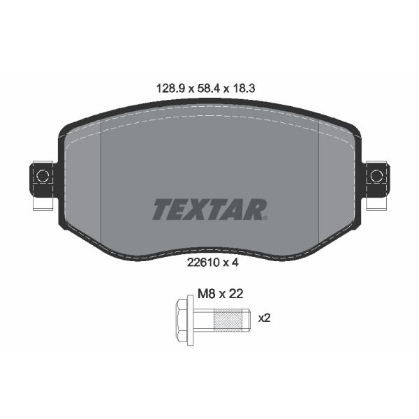 2261001 TEXTAR Колодки гальмівні (передні) Renault Megane IV 15- (TRW) Q+