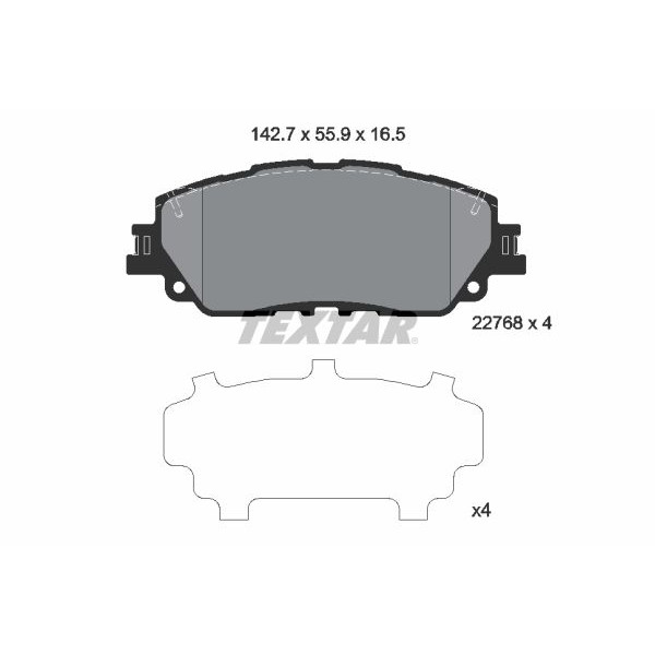 2276801 TEXTAR Колодки гальмівні (передні) Toyota Camry 17-/Rav4 18-/Lexus ES 18- (Akebono)