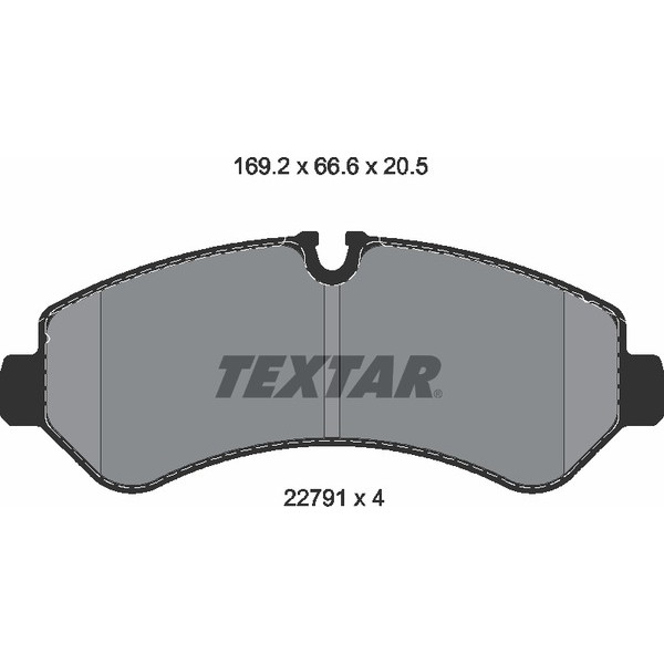 2279101 TEXTAR Колодки гальмівні (задні) MB Sprinter (907) 511-519 CDI 18- (Brembo) (169.2x66.6x20.5) Q+
