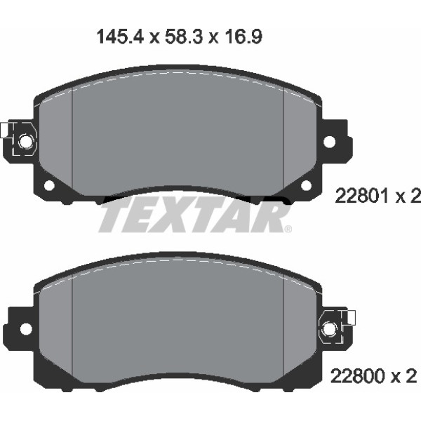 2280001 TEXTAR Колодки гальмівні (передні) Subaru Impreza 17- (Tokico)