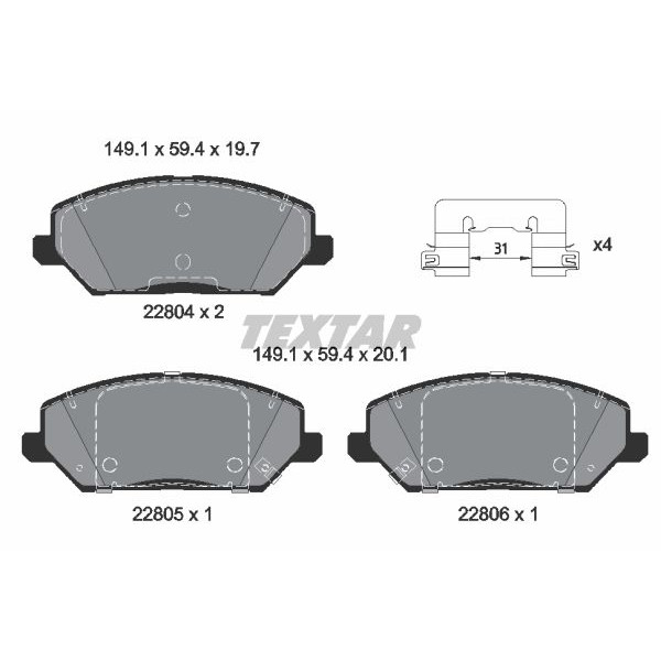 2280401 TEXTAR Колодки гальмівні (передні) Hyundai i30 16-/Kia Ceed/Pro Ceed 18- Q+