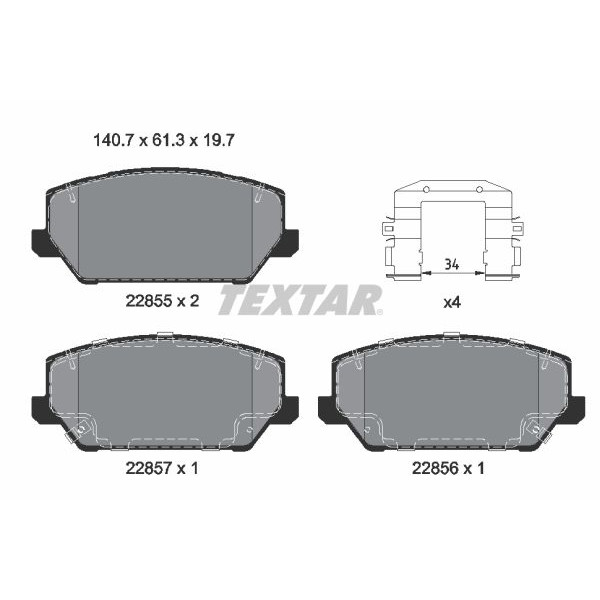 2285501 TEXTAR Колодки гальмівні (передні) Hyundai i30/Grandeur 16-/Kia Optima/Cadenza 15- (Mando) Q+