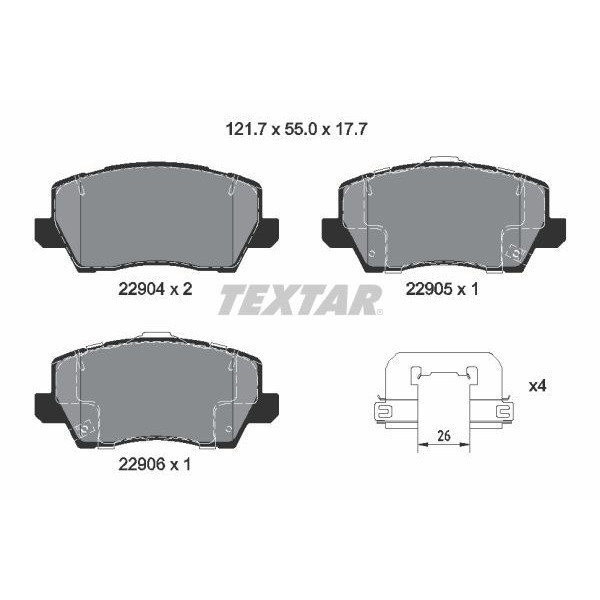 2290401 TEXTAR Колодки гальмівні (передні) Kia Picanto 17- Q+