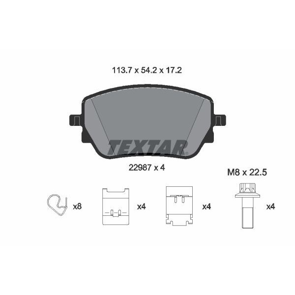 2298701 TEXTAR Колодки гальмівні (задні) MB A-class (W177/V177)/B-class (W247)/CLA (C118/X118) 18- (CBI) Q+
