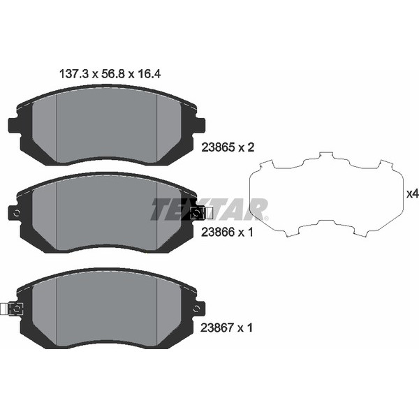 2386501 TEXTAR Колодки гальмівні (передні) Subaru Forester/Legacy 02-09 (Tokico)