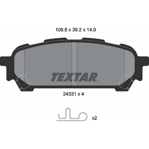 2433101 TEXTAR Колодки гальмівні (задні) Subaru Impreza/Forester 99- (Akebono)