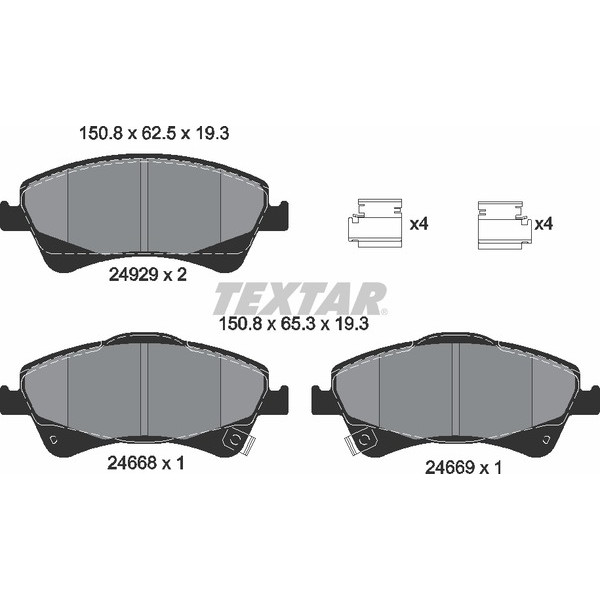 2466801 TEXTAR Колодки гальмівні (передні) Toyota Avensis 1.6-2.0 D-4D 08- (Bosch) Q+