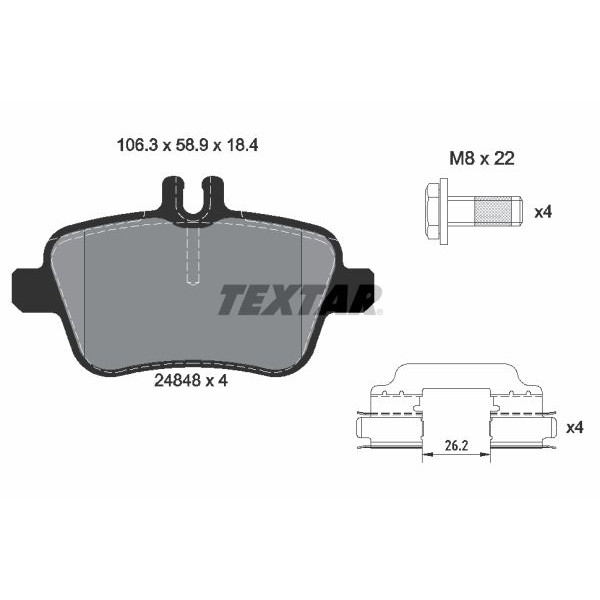 2484805 TEXTAR Колодки гальмівні (задні) MB A-class (W176) 13-18 (TRW) (Q+) (для AMG)