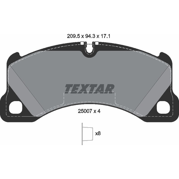2500701 TEXTAR Колодки гальмівні (передні) Porsche Cayenne/Panamera/VW Touareg 09- (Brembo) (209.5x94.3x17.1)