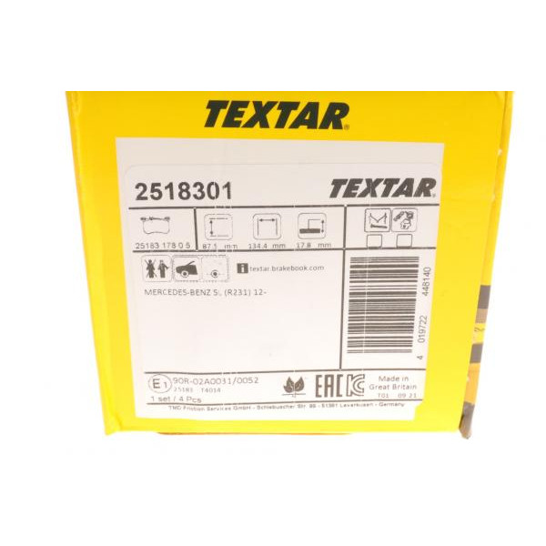 2518301 TEXTAR Колодки гальмівні (передні) MB S-class (W222, V222, X222)/SL-class (R231) 12- (Brembo) Q+