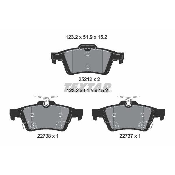 2521204 TEXTAR Колодки гальмівні (задні) Ford Focus 12-(ATE) Q+ (123.2x51.9x15.2)