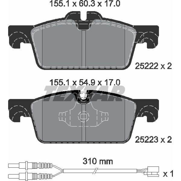 2522201 TEXTAR Колодки гальмівні (передні) Peugeot 508 10- (з датчиком) (Teves) Q+